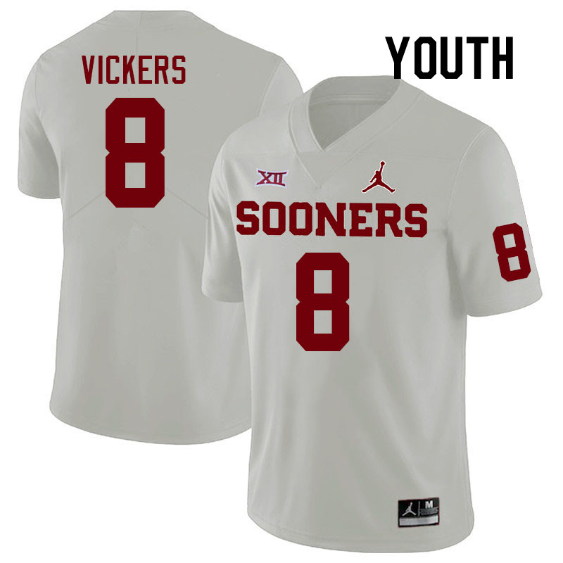 Youth #8 Makari Vickers Oklahoma Sooners College Football Jerseys Stitched-White